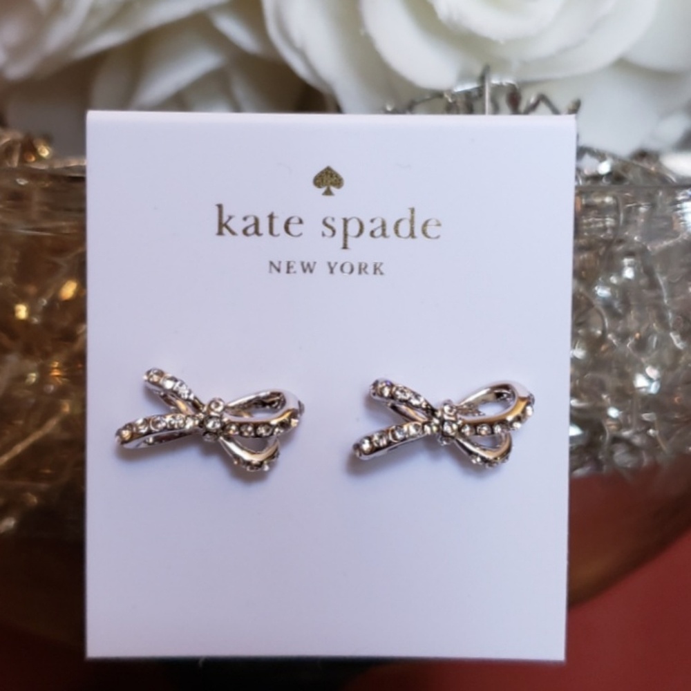 Skinny Mini Pave Bow Earrings
